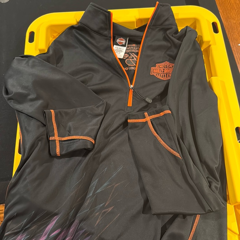 Haley Davidson 3/4 zip long sleeve shirt